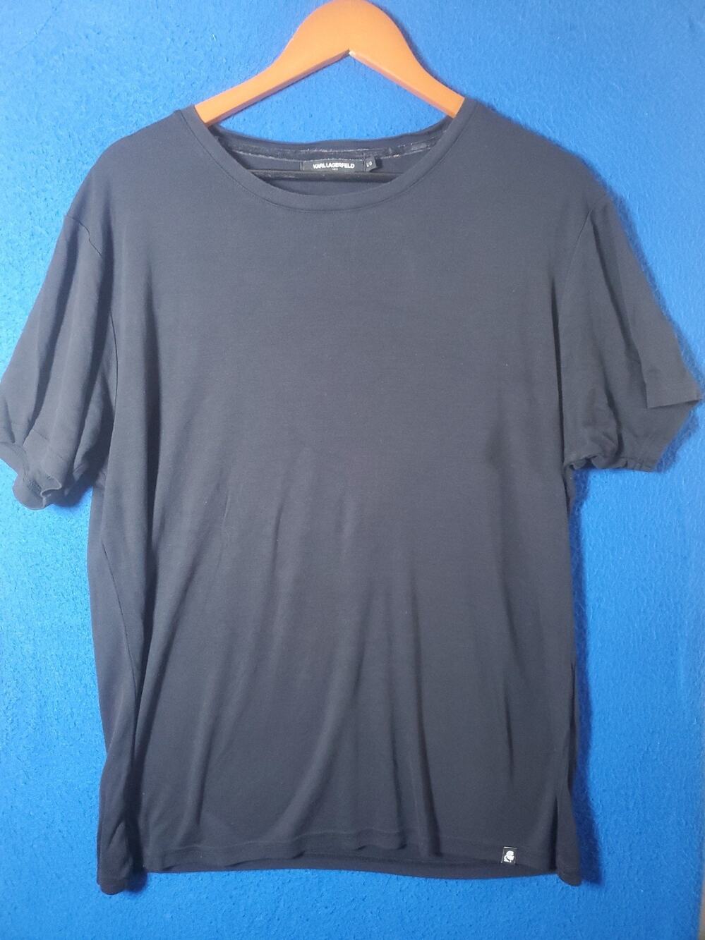 Karl Lagerfeld Paris Men Shirt Large Gray Soft Modal Puff Short Sleeve Crewneck
